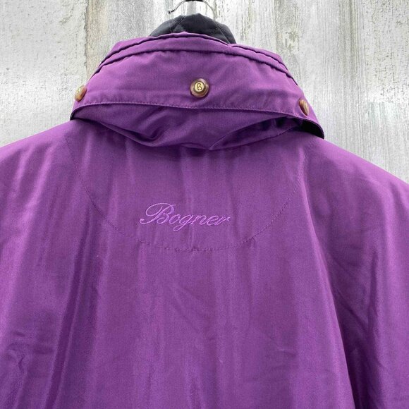 Vintage 80s Bogner Ski Jacket Womens 6 Purple Polyester Snap Away‎ Hood Pockets - Picture 7 of 12